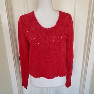 Vintage Women's Red Knit Cropped Sweater